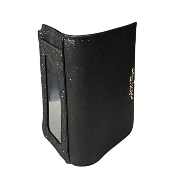 KATE SPADE Shimmy Glitter Black Small L-Zip Saffiano Leather Bifold Wallet - Picture 8 of 13